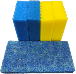 Biofilter sponsvervangset - 2x geel/2x blauw/1 japanse mat
